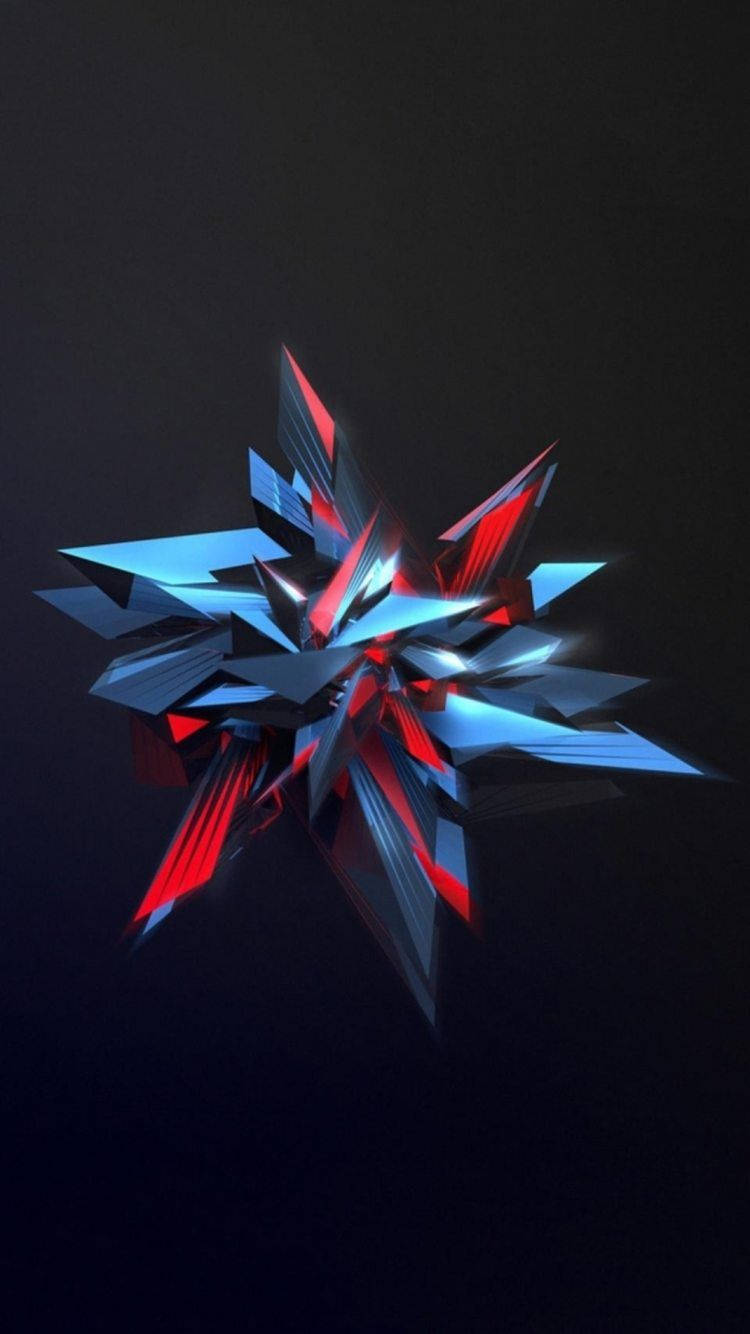 3d iPhone, red and blue spikes, glowing abstract geometric sculpture, HD Phone Wallpaper