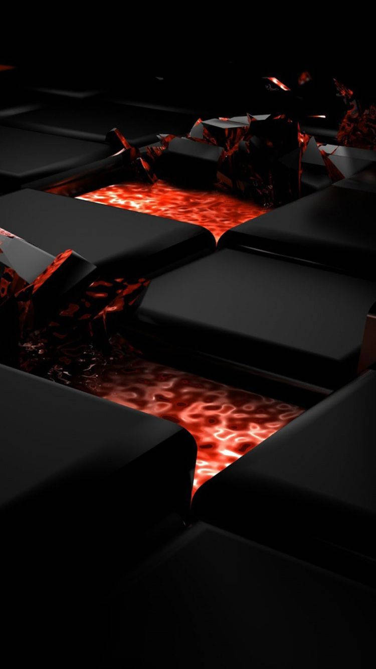 3d iPhone, black cubes, lava, HD Phone Wallpaper