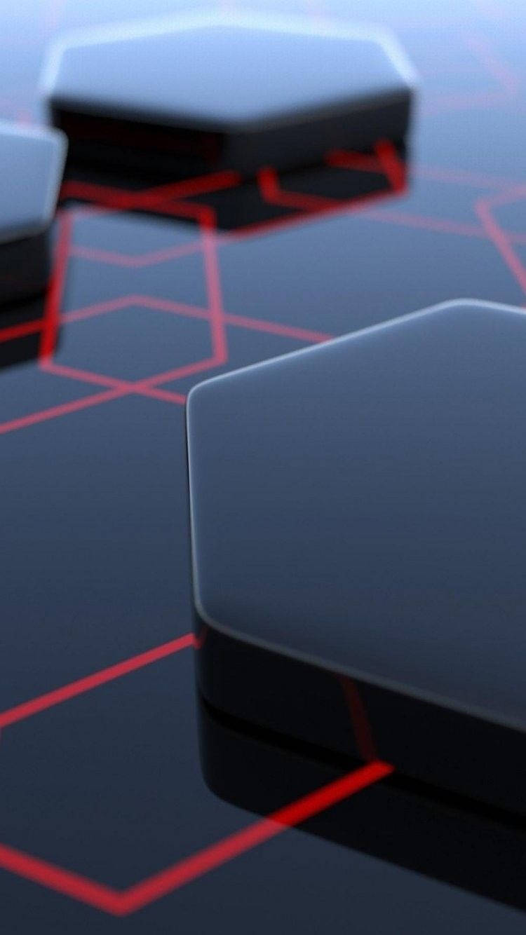 3d iPhone, black canvas, red lines, HD Phone Wallpaper