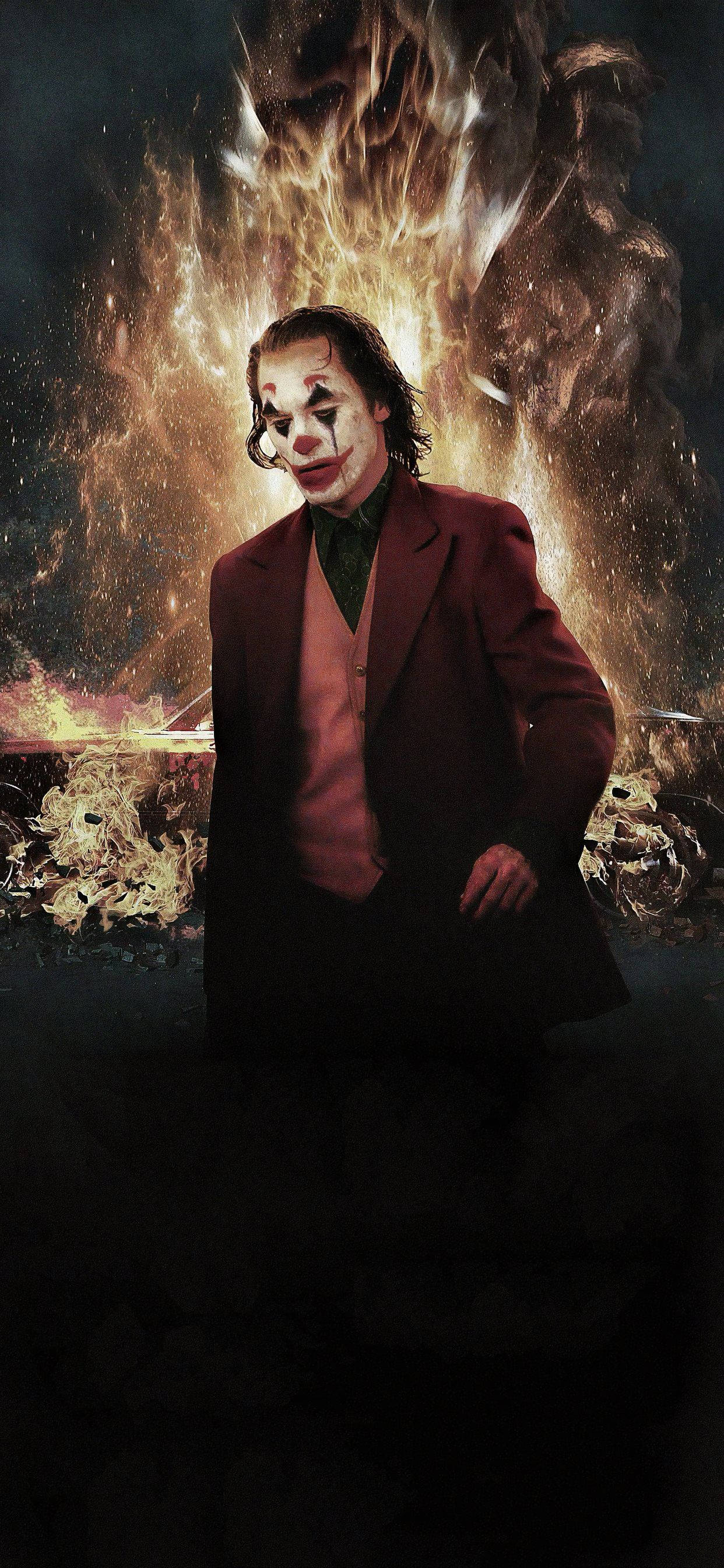 3d Joker, iPhone, fire aesthetic, 2K Phone Wallpaper
