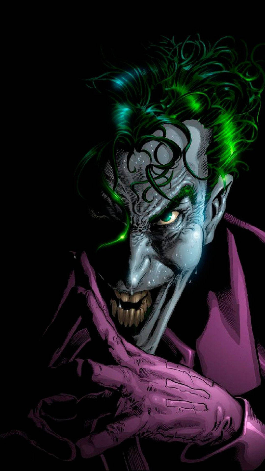 3d Joker iPhone, Joker, glowing green hair, Full HD Phone Wallpaper