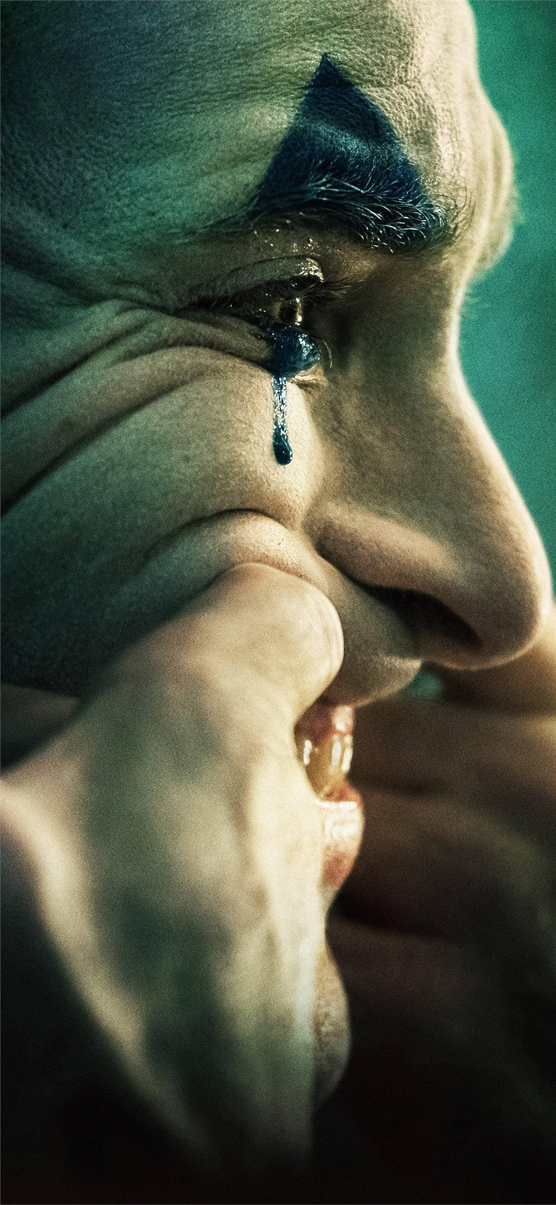3d Joker iPhone, forced smile, teal background, Full HD Phone Wallpaper