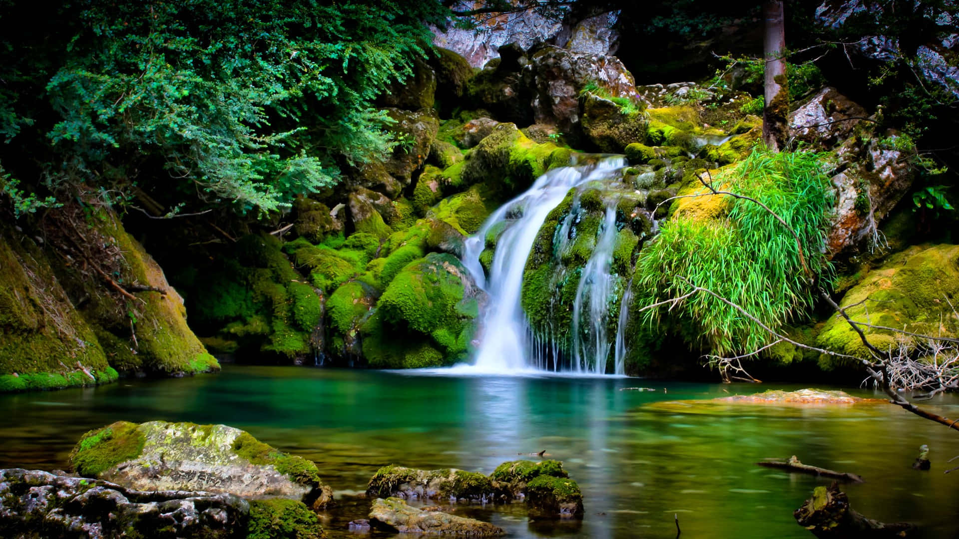3d landscape, mountains, lake, Full HD Desktop Wallpaper