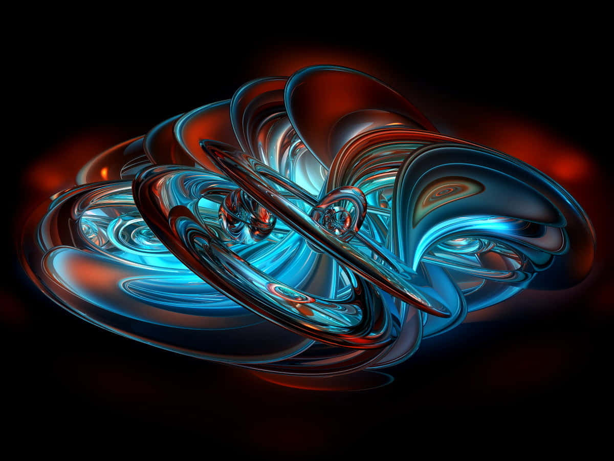 3D Landscape, swirling metallic ribbons, glowing blue, SD Desktop Wallpaper