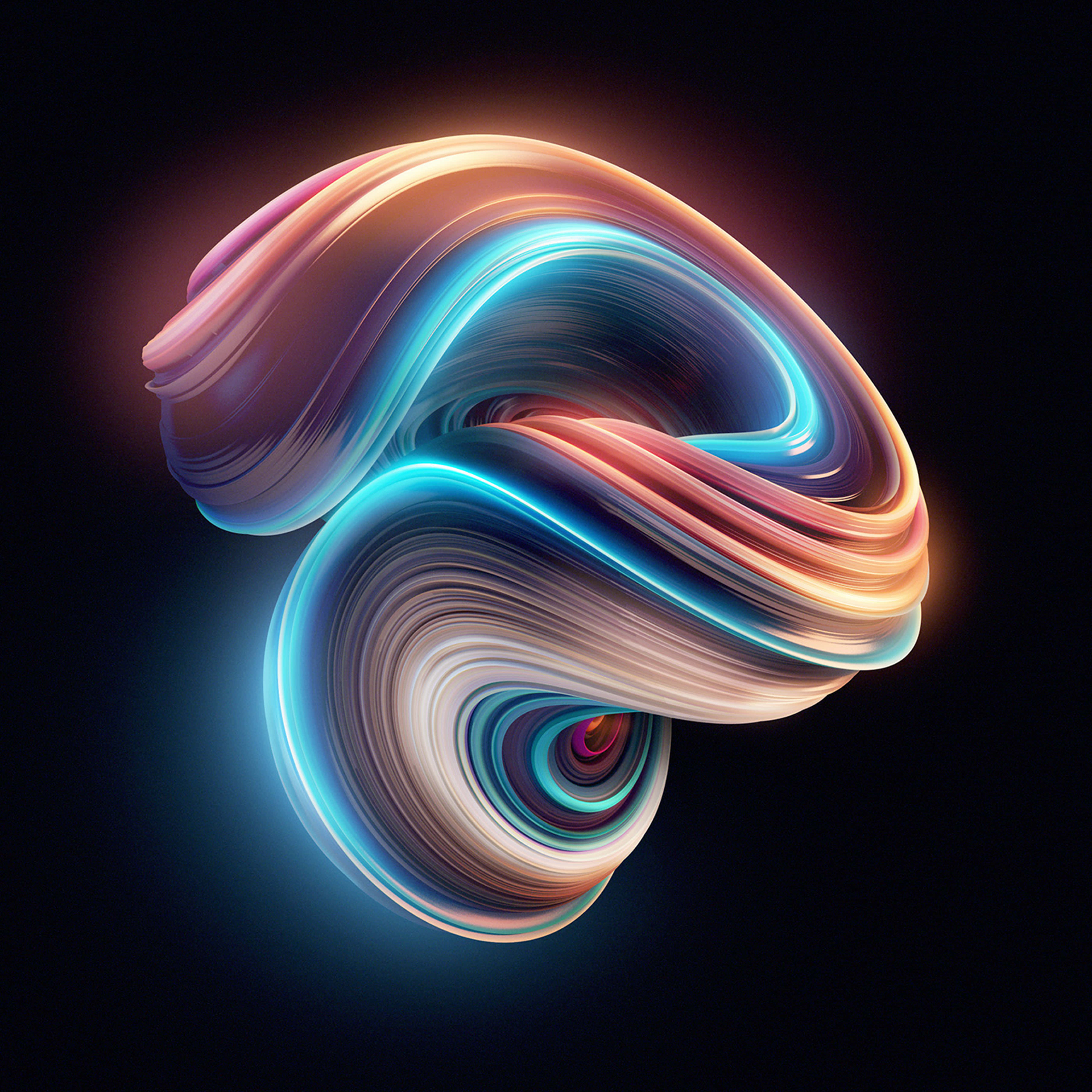 neon blue, warm pink, glowing abstract swirl, 5K Desktop Wallpaper