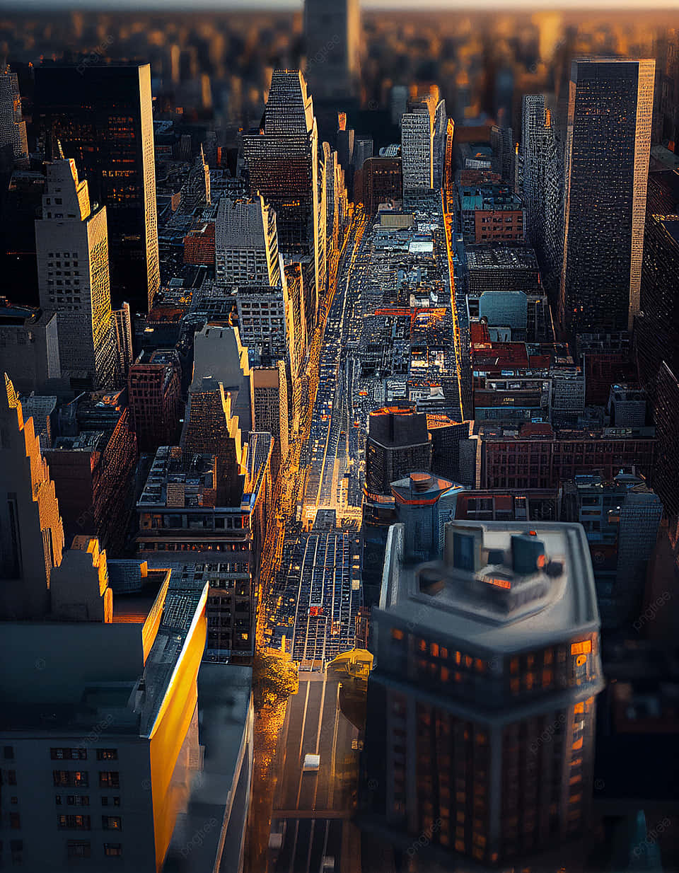 3D Futuristic Cityscape, aerial view, bustling city street, SD Phone Wallpaper
