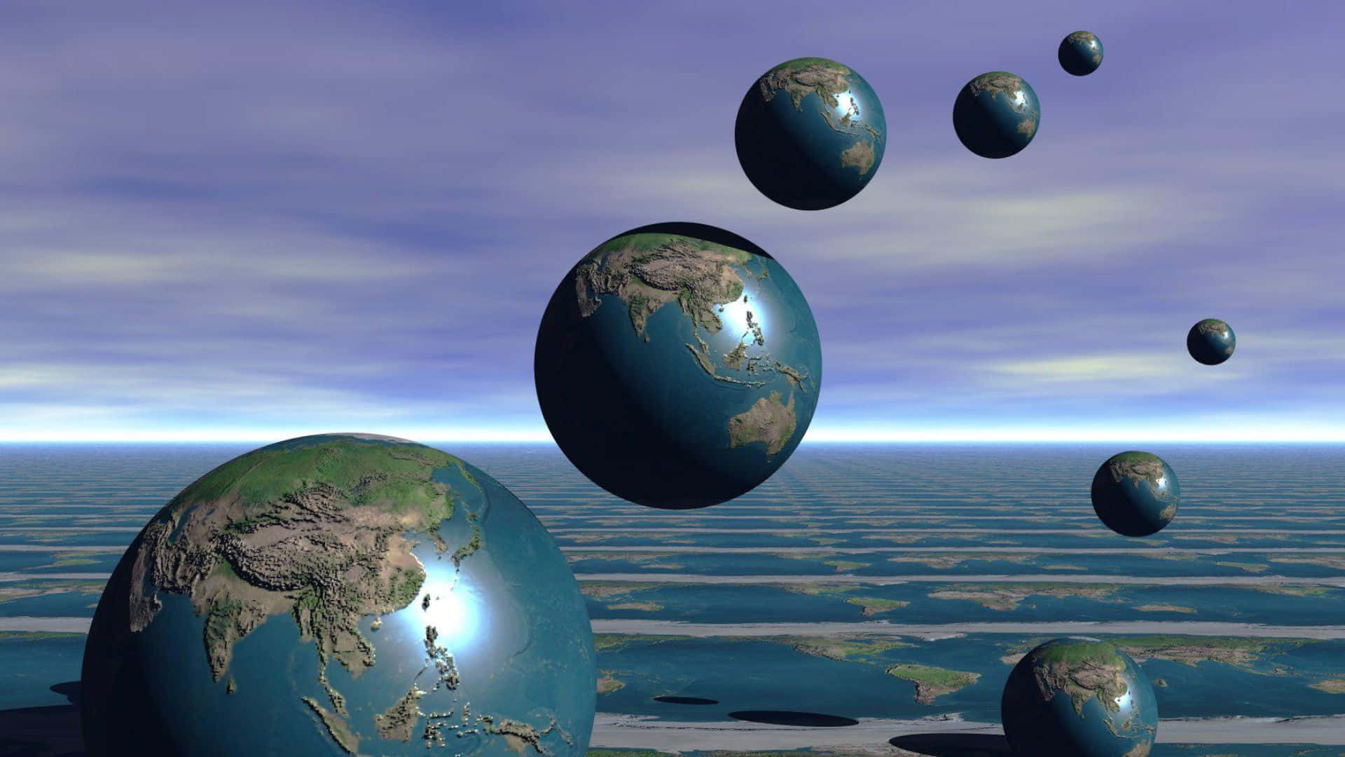3d earth, 1920 x 1080, floating Earth globes, Full HD Desktop Wallpaper