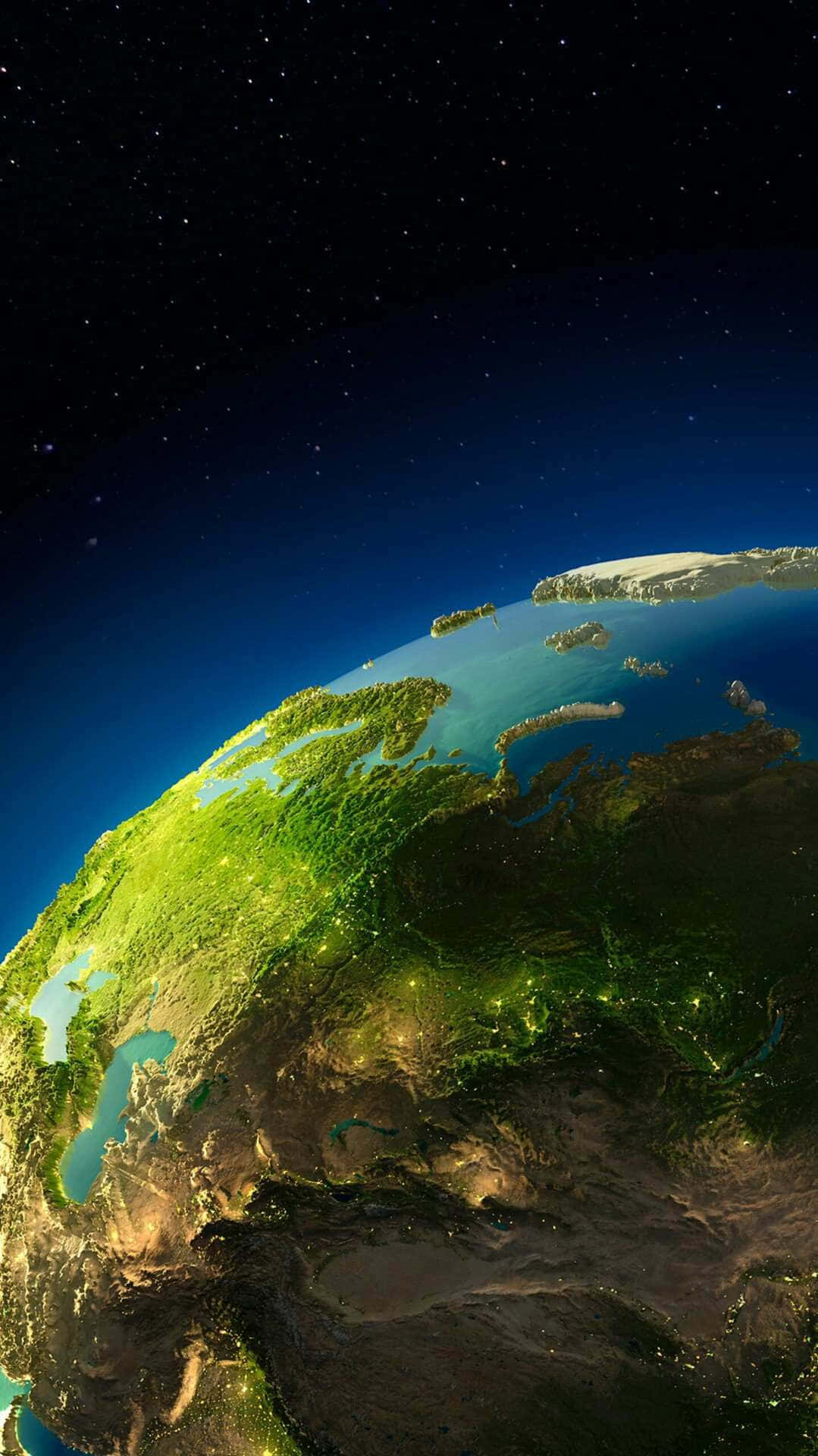 3D Earth, Earth, city lights, Full HD Phone Wallpaper