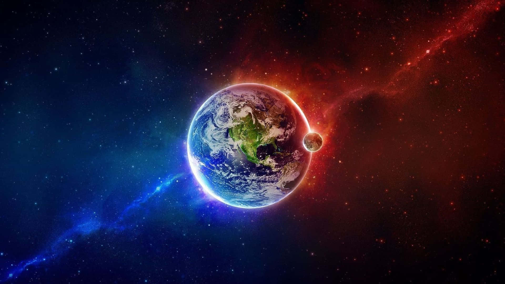 3d earth, vibrant blues, greens, Full HD Desktop Wallpaper