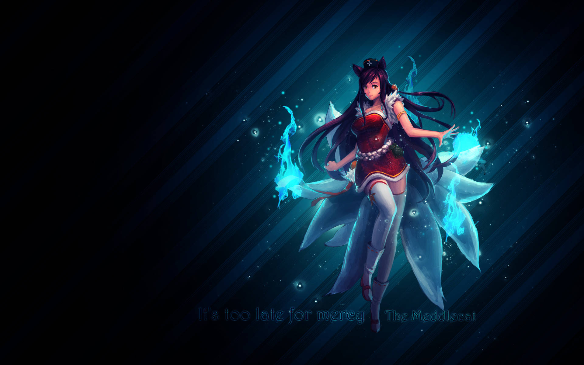 3d League Of Legends, anime girl, fox ears, Full HD Desktop Wallpaper