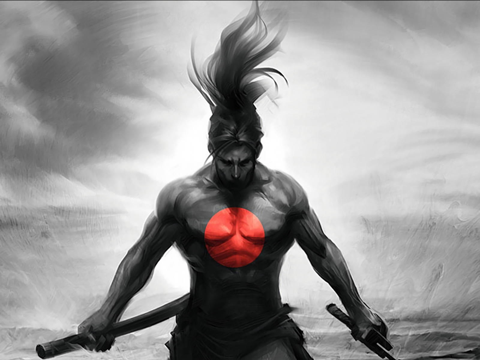 League Of Legends, samurai warrior, red circular mark, HD Desktop Wallpaper