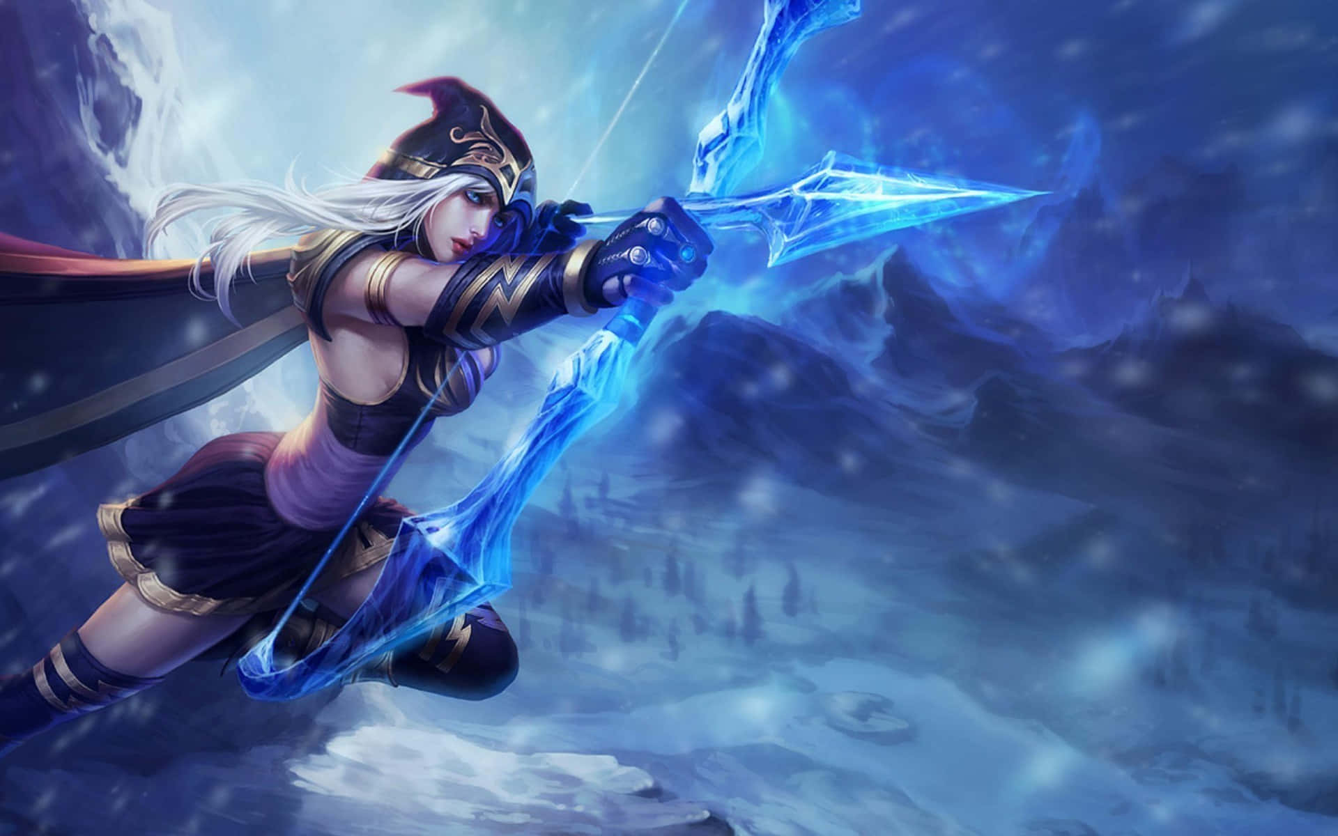 League of Legends, female character, bow and arrow, Full HD Desktop Wallpaper