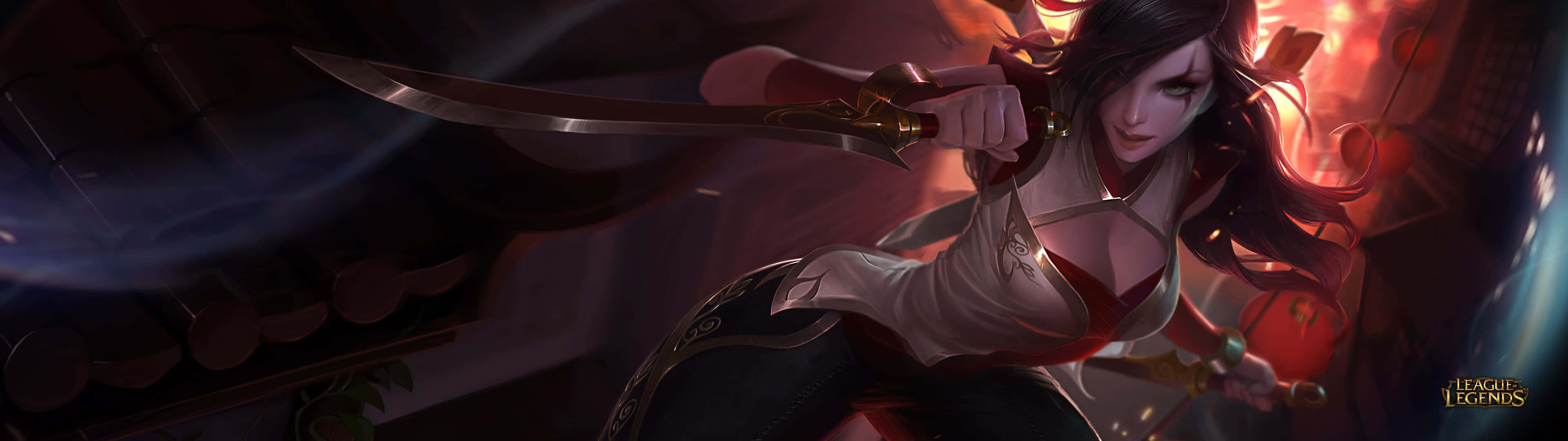 3840x1080, League of Legends, anime warrior woman, 4K Desktop Wallpaper