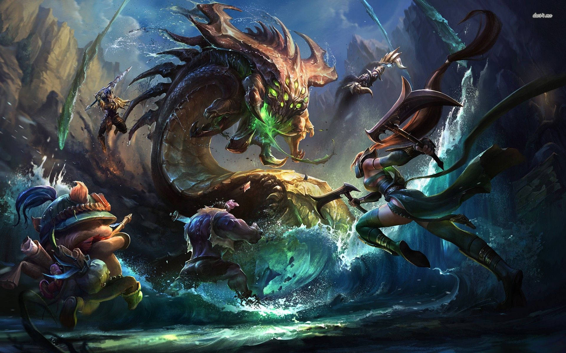 League of Legends, 3D game, fantasy warriors, Full HD Desktop Wallpaper
