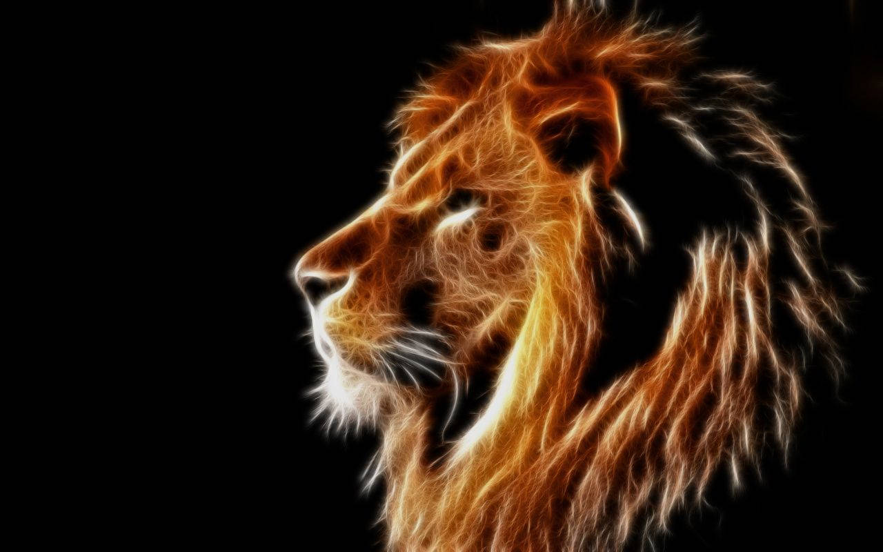 majestic 3d lion desktop, lion's head, fiery orange, HD Desktop Wallpaper