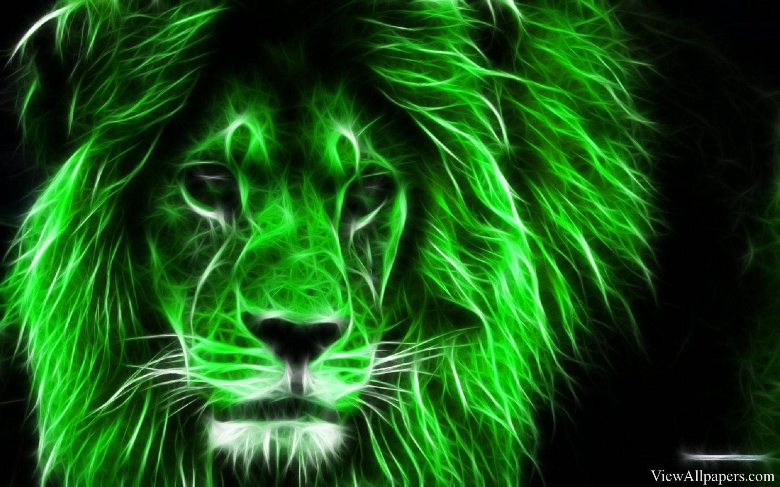 neon green, 3d lion head, electric fur, HD Desktop Wallpaper