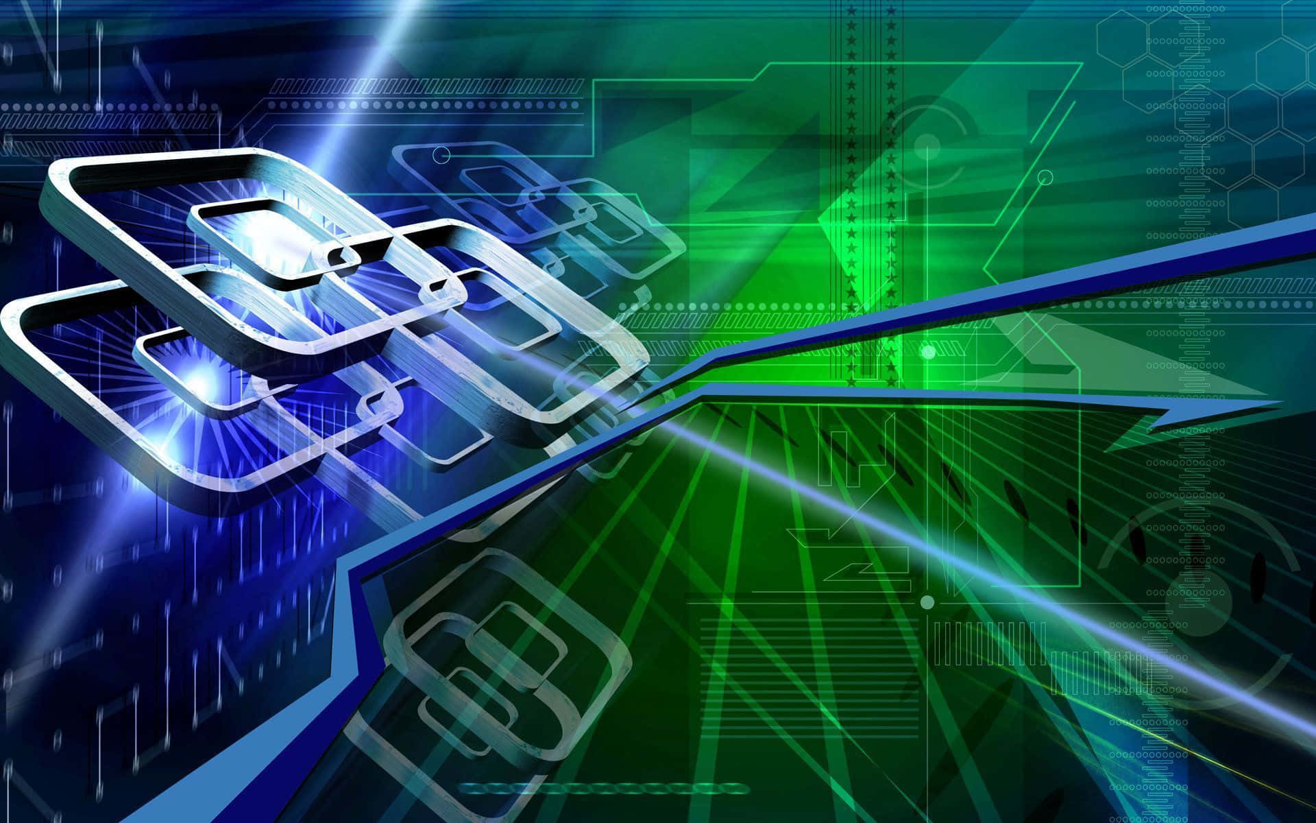 3D Technology, Digital Globe, Glowing blue and green circuitry, Full HD Desktop Wallpaper