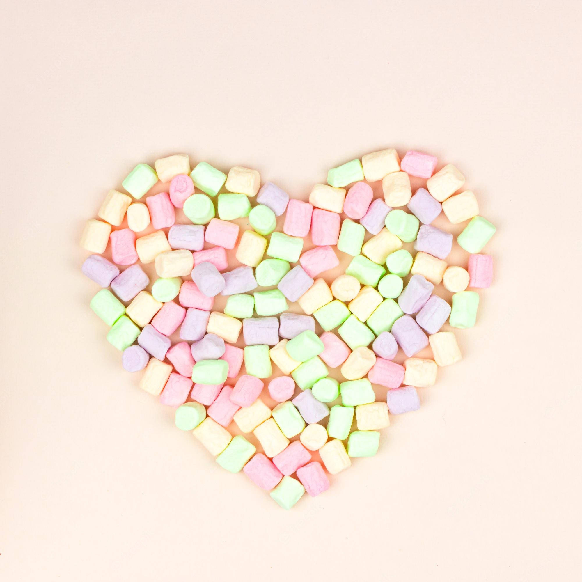 candy colored 3d marshmallow heart, pastel-colored marshmallows, heart shape, Full HD Desktop Wallpaper