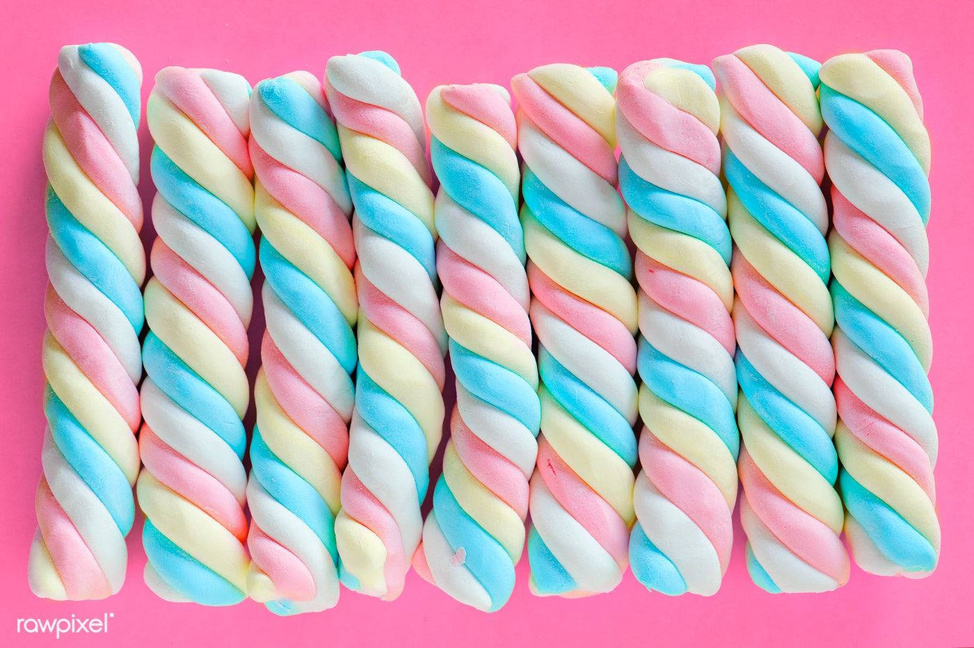 3d Marshmallow, pink blue and cream swirls, vibrant pink background, HD Desktop Wallpaper