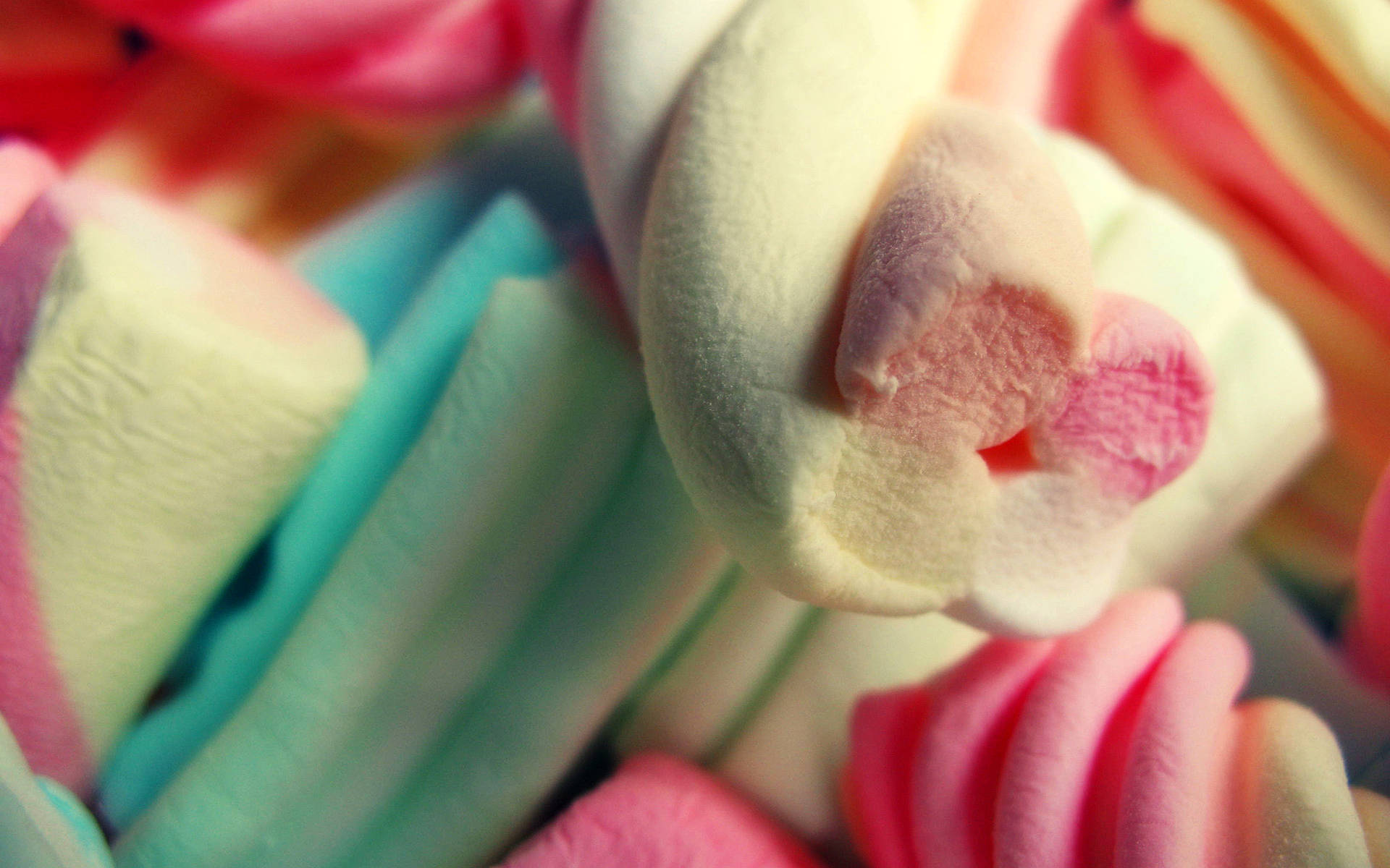 3d contrast twist marshmallow, pastel-colored marshmallows, bitten one, Full HD Desktop Wallpaper