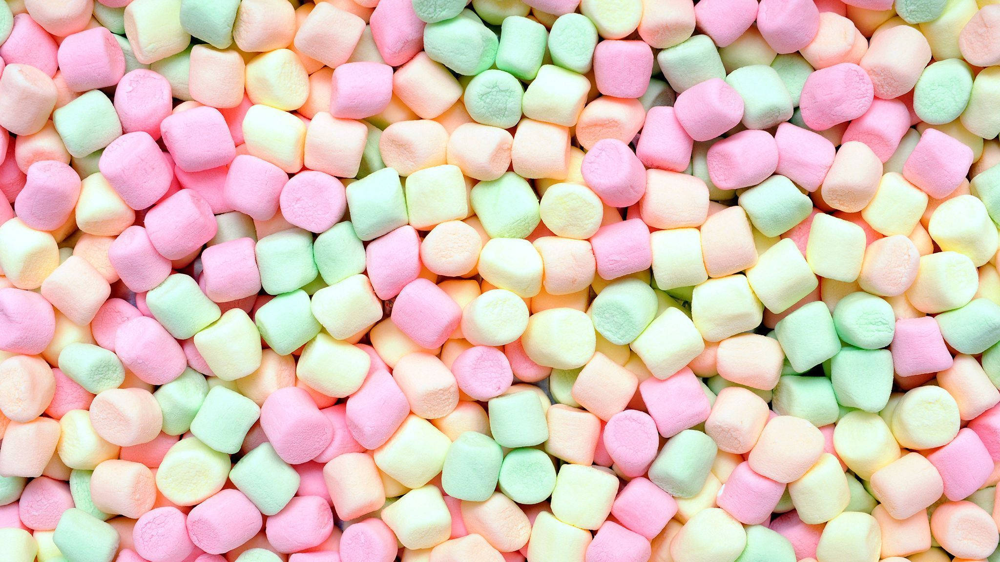 3d Marshmallow, pastel pink, green, Full HD Desktop Wallpaper