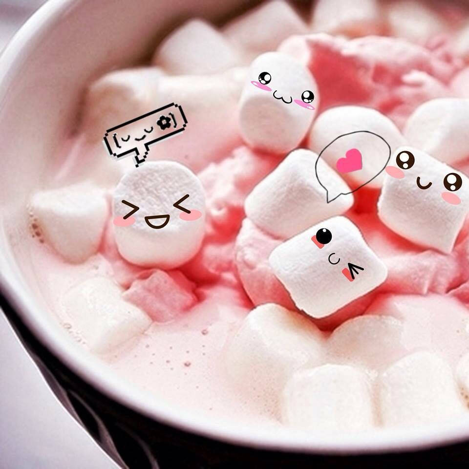 3d pink marshmallow, chocolate, creamy pink hot beverage, SD Desktop Wallpaper