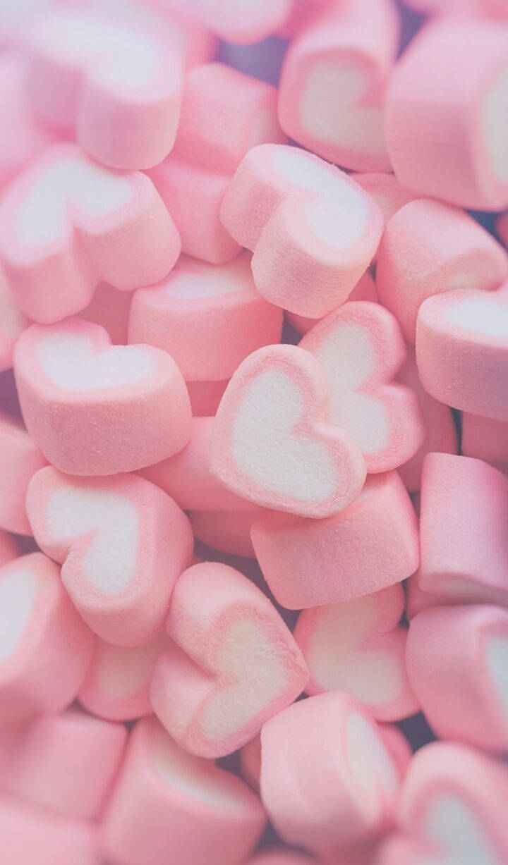 soft light 3d heart marshmallow, pastel pink, heart-shaped marshmallows, SD Phone Wallpaper