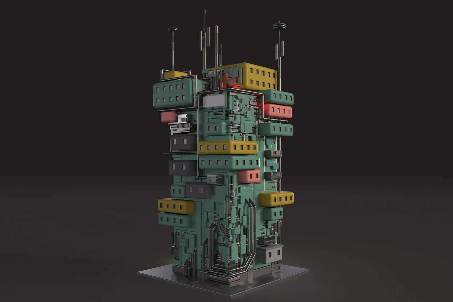 3d modeling, futuristic city scene, tall building, HD Desktop Wallpaper