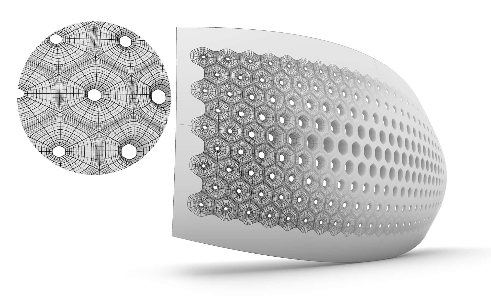 3d modeling, hexagonal perforations, wireframe pattern, Full HD Desktop Wallpaper