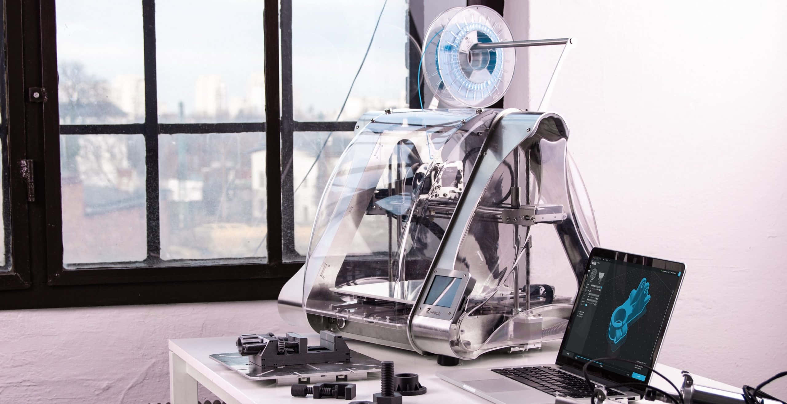 3d printer, transparent, white desk, 2K Desktop Wallpaper