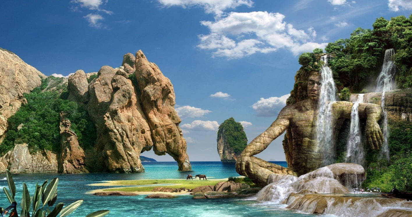 elephant, buddha, stone giant, HD Desktop Wallpaper