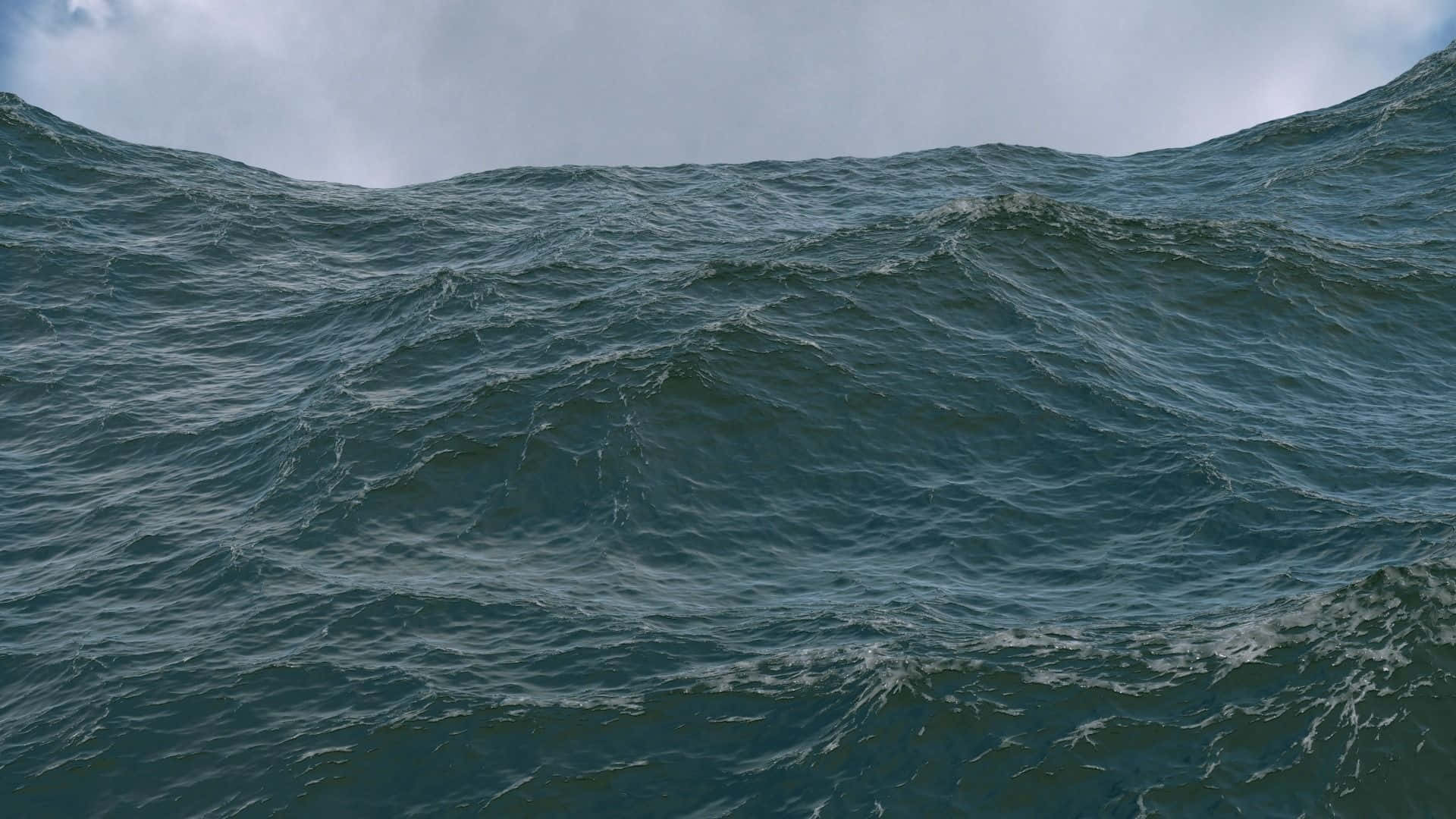 3d ocean, deep teal, turbulent ocean, Full HD Desktop Wallpaper
