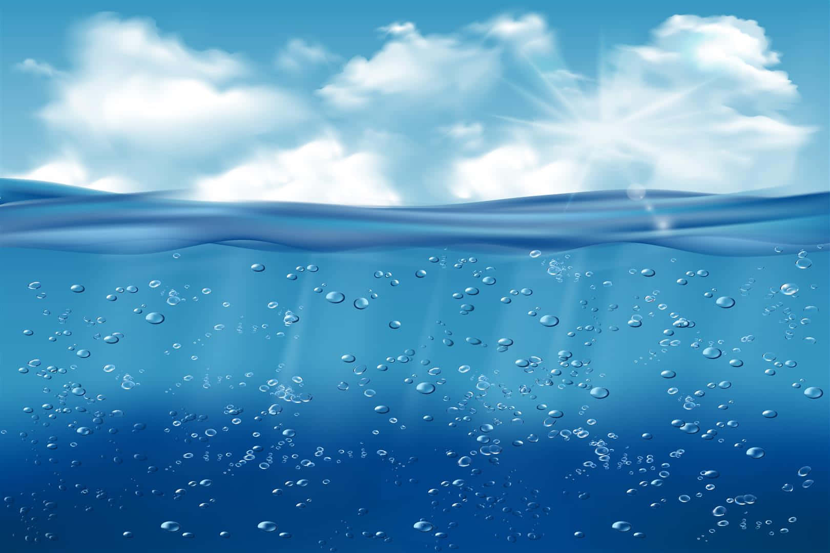 3d Ocean, Sunlight, clear blue water, HD Desktop Wallpaper