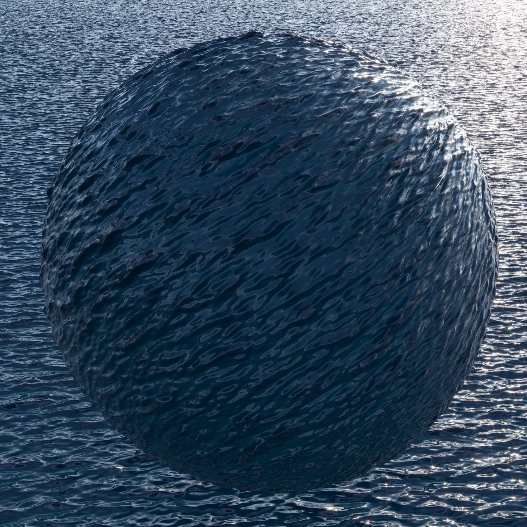 3d ocean, textured sphere, rippling blue water, Full HD Desktop Wallpaper