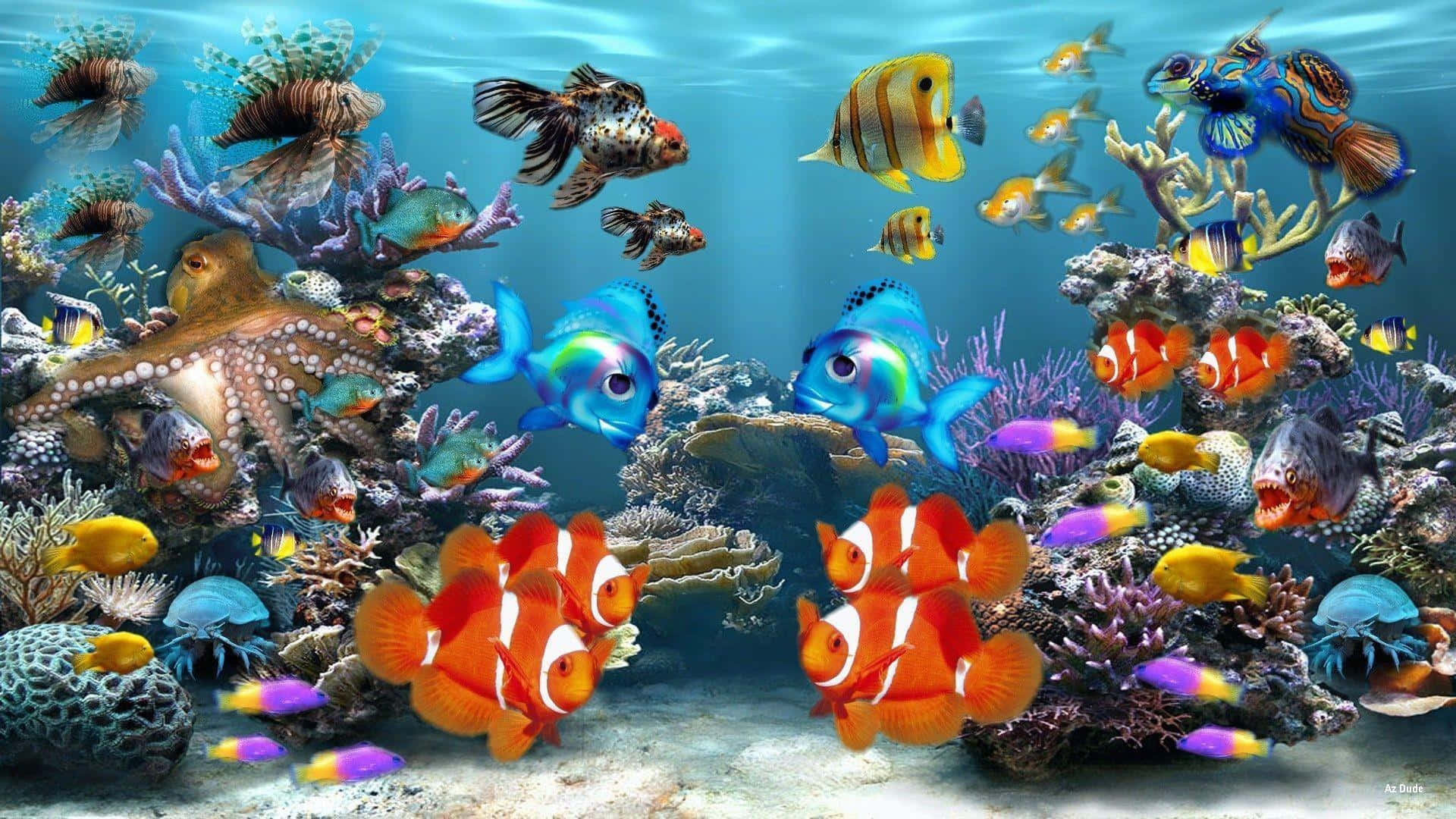 3D Fish Model, coral reef, clownfish, Full HD Desktop Wallpaper
