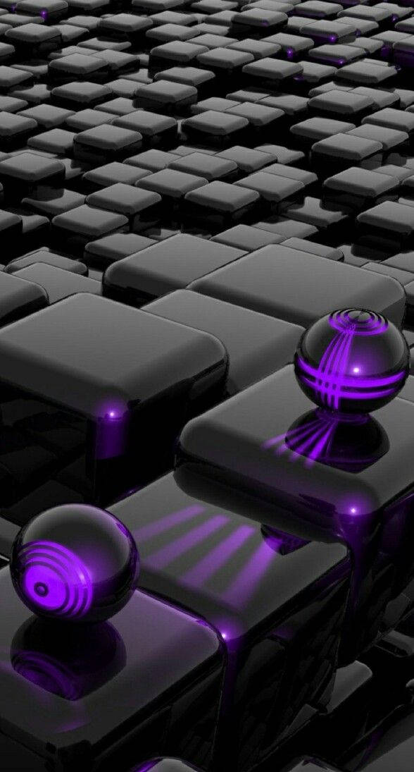 3d phone, black, purple, SD Phone Wallpaper