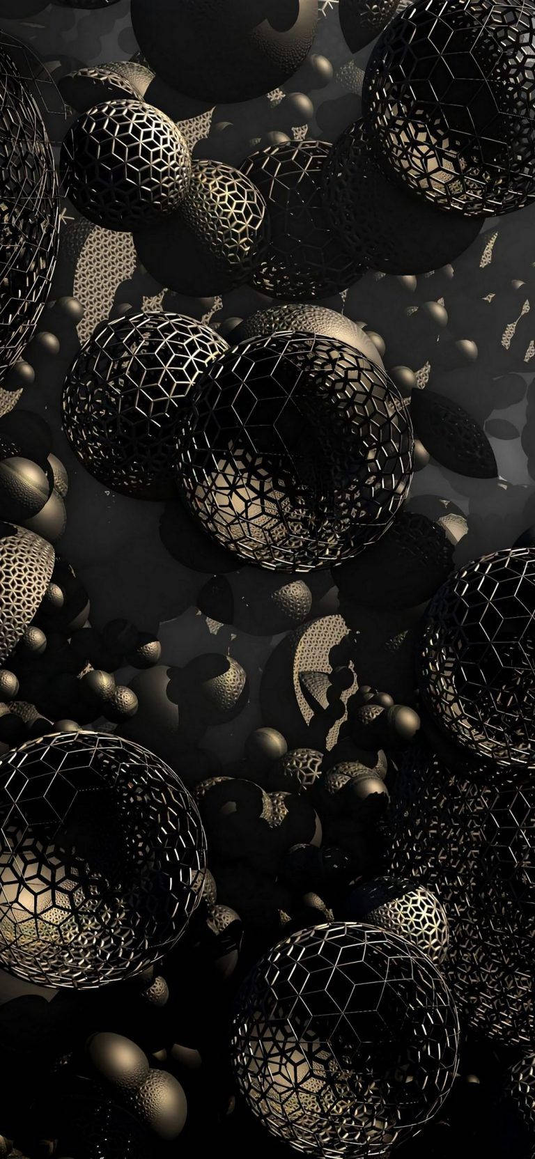 3d phone, black, gold, HD Phone Wallpaper