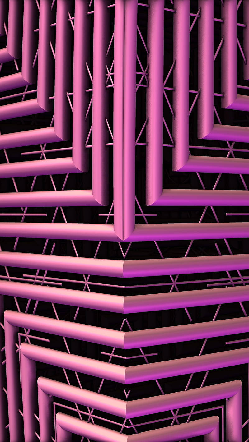 pink 3d iphone pipes, magenta geometric tubes, 3d lattice, HD Phone Wallpaper