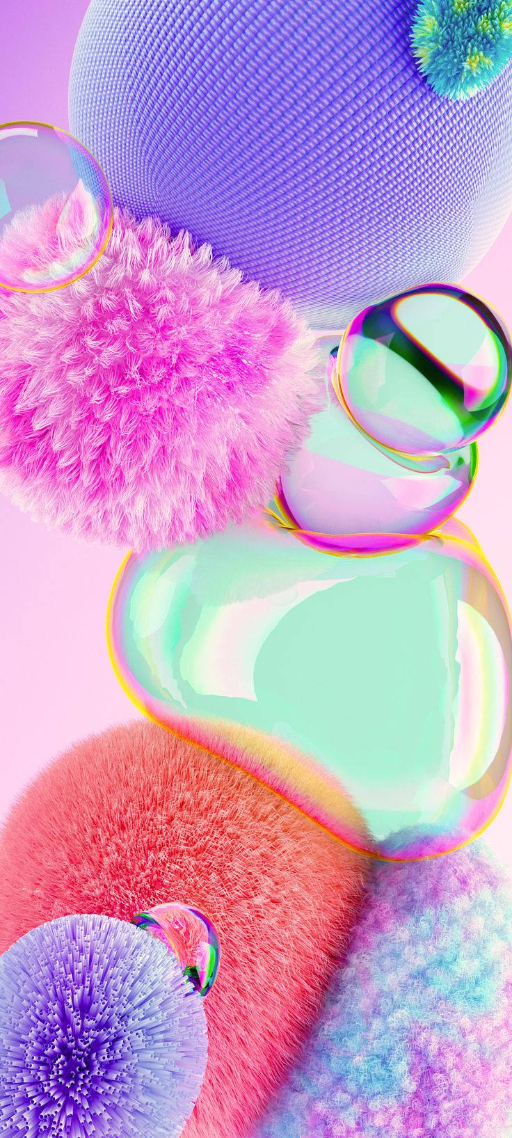 3d phone, circular figures, pastel bubbles, HD Phone Wallpaper