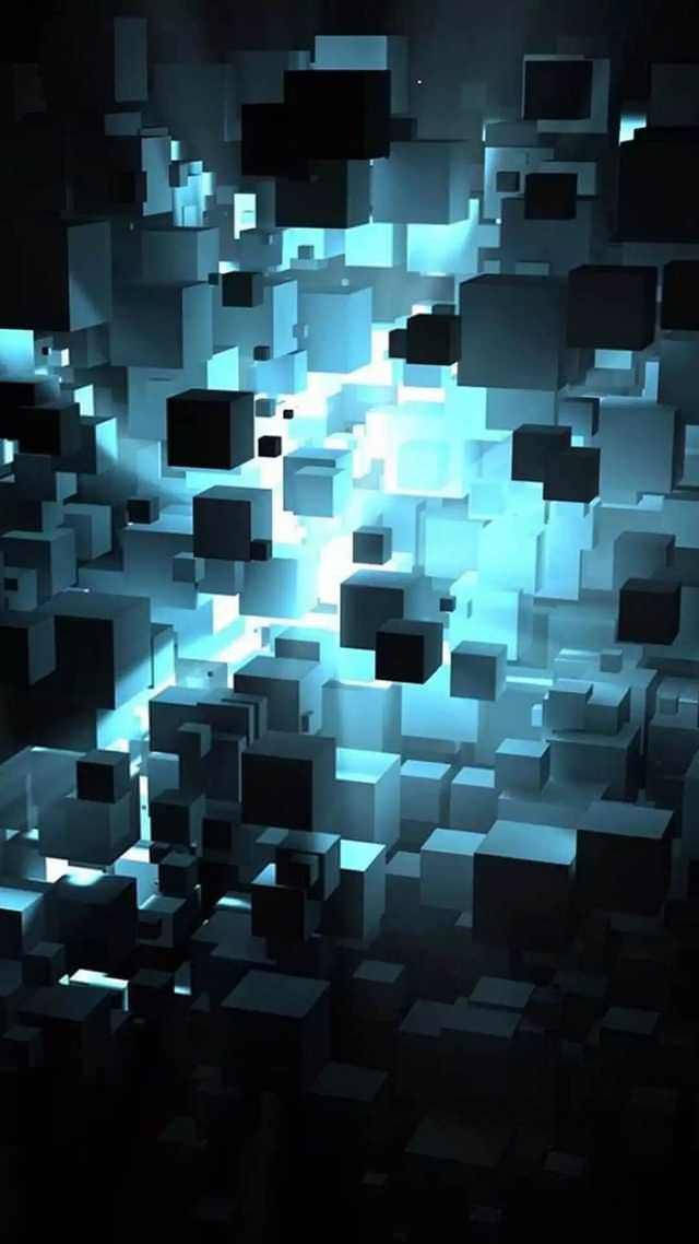 3d phone, black, glowing blue, SD Phone Wallpaper