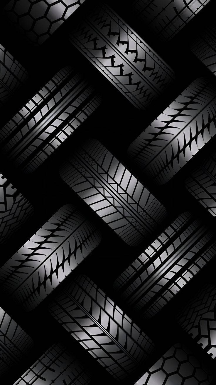 3d phone, black tires, patterns, HD Phone Wallpaper