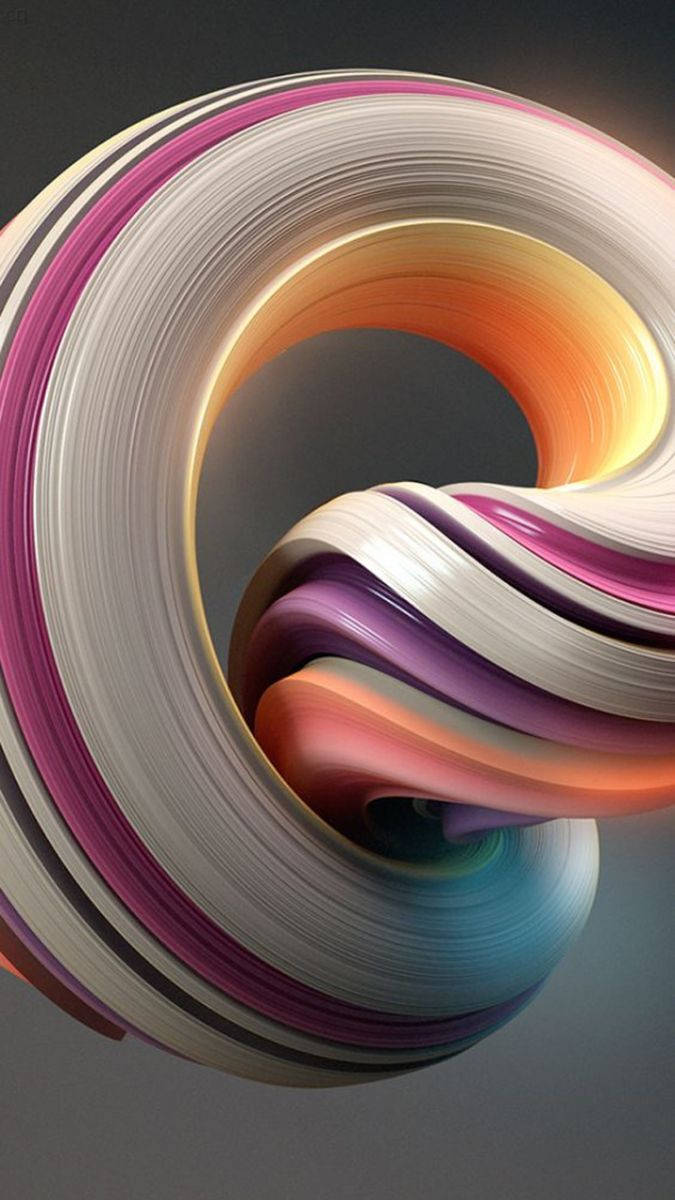 3d phone, twisted circular figure, pink orange, SD Phone Wallpaper