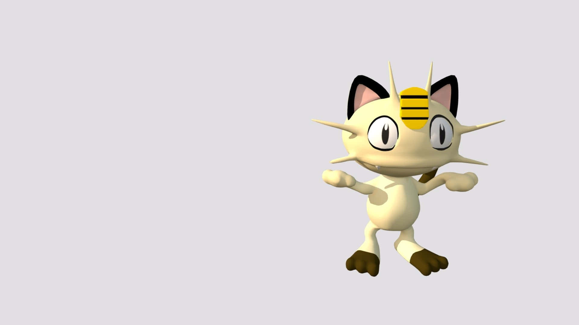 3d Pokemon GO, cream-colored cat-like Pokémon, black-tipped ears, Full HD Desktop Wallpaper