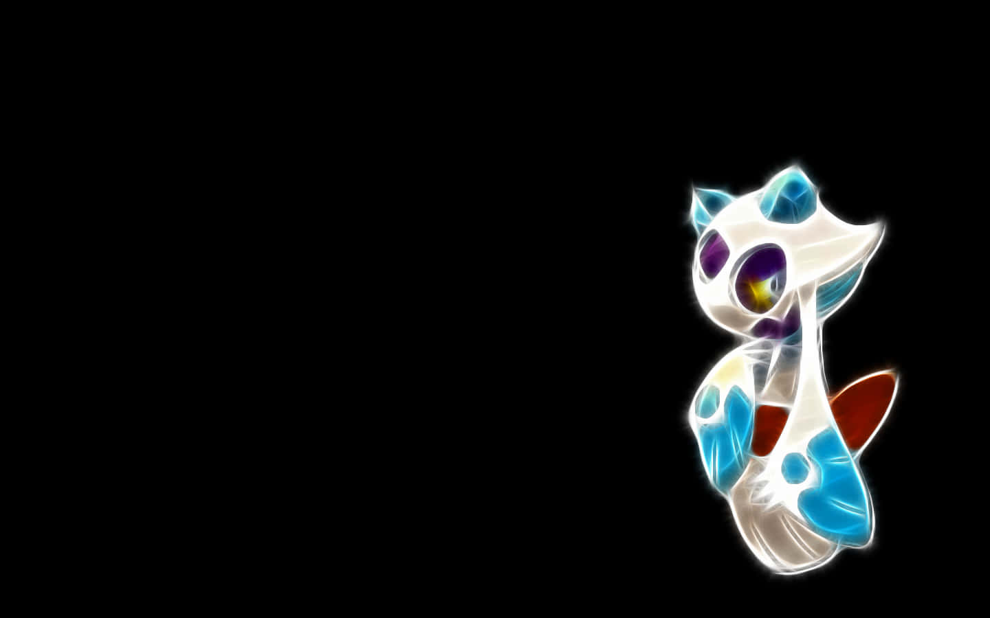 3d Pokemon Go, glowing translucent cat-like creature, blue and red accents, HD Desktop Wallpaper