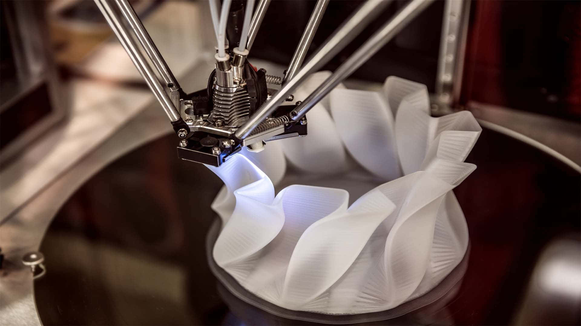 3d printer, white filament, glowing blue light, Full HD Desktop Wallpaper