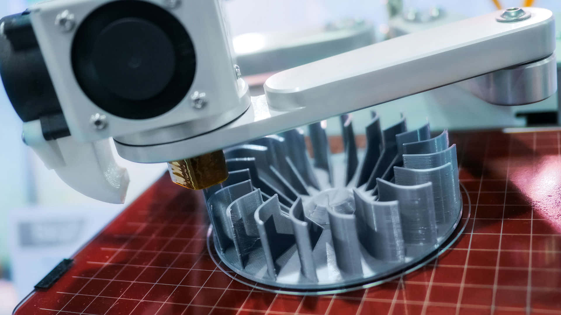 3d printer, gray filament, fan-shaped object, Full HD Desktop Wallpaper
