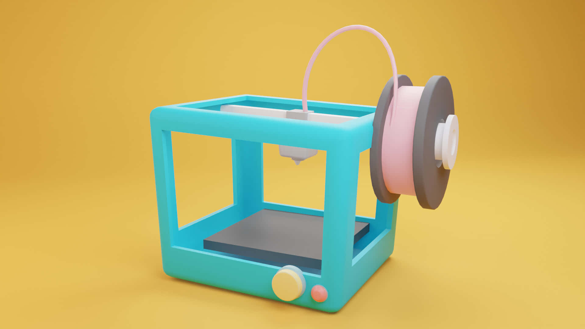 3d printer, turquoise, pink filament spool, Full HD Desktop Wallpaper