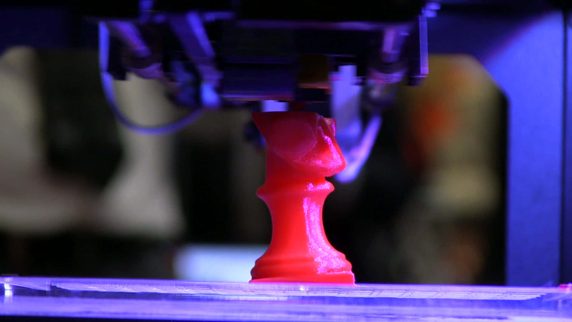 3d printer, vibrant red, chess piece, Full HD Desktop Wallpaper