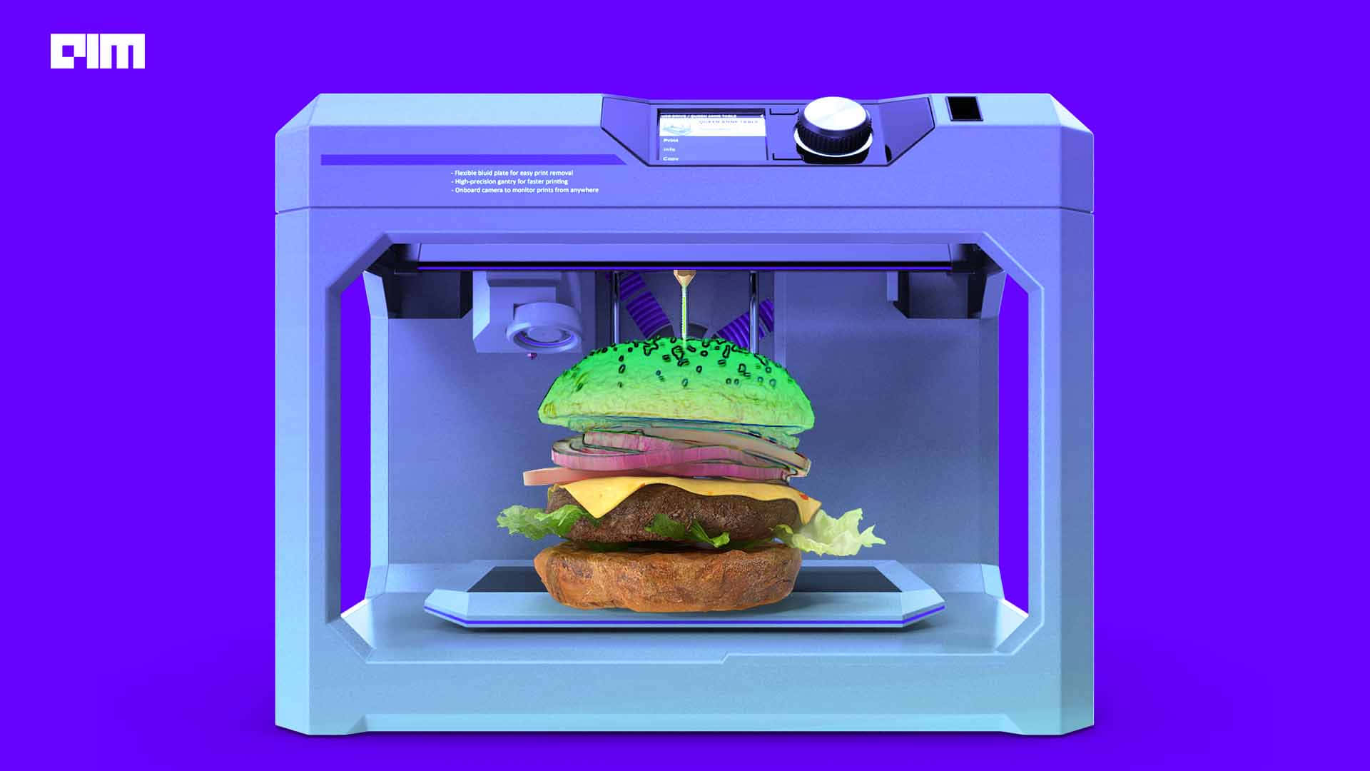 3d printer, vibrant green burger, cheese lettuce and patty, Full HD Desktop Wallpaper
