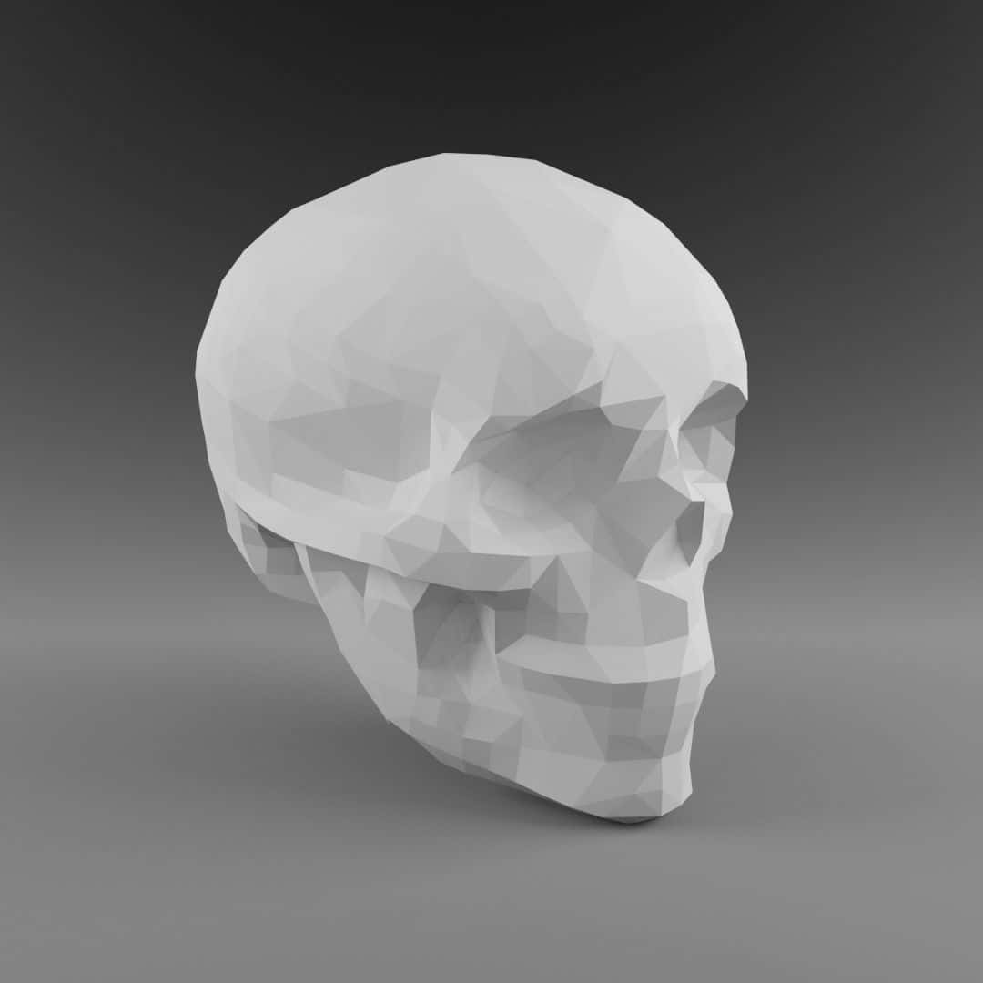 3d skull, low-poly, white skull, SD Desktop Wallpaper